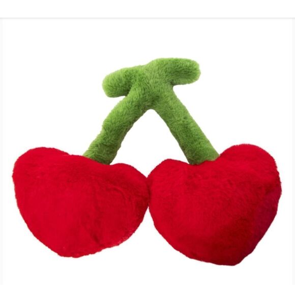 New! Cherry Heart Valentine's Pillow White Hippie Bohemian Shabby Chic! - Picture 1 of 3